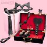 BDSM-bondage-fetissisetti – Nahkainen deluxe-parisetti salkussa (musta / musta-punainen) - Image 2
