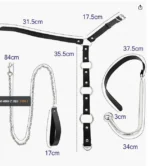 Fullyoung CR-243 – Nahkainen BDSM-kaulapanta ketjulla ja koukulla (musta) - Image 7