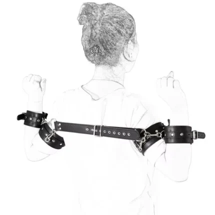 Säädettävä BDSM-käsirajoitesetti – selän takaa lukittavat käsiraudat (musta)