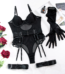 LiekkiX Burgundy Mesh Bodysuit Set