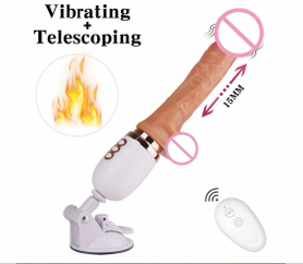 Automaattinen lämpenevä teleskooppidildo kaukosäätimellä